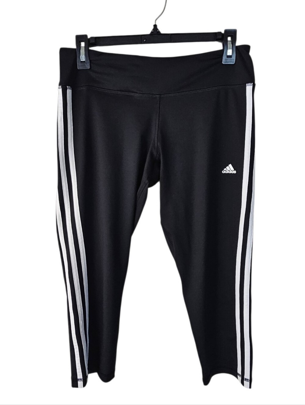 Adidas Black Leggings with White Side Stripes